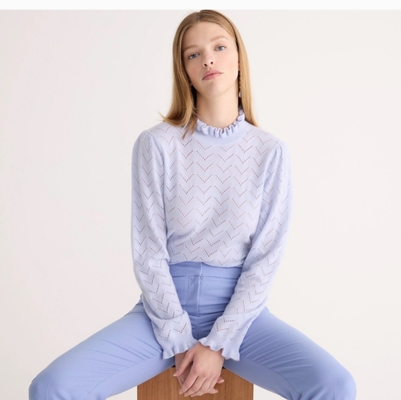 J. Crew Cashmere Pointelle Mockneck Sweater Size Medium - Picture 1 of 10